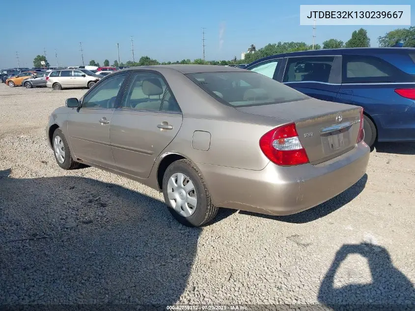 jtdbe32k130239667 JTDBE32K130239667 2003 Toyota Camry Le