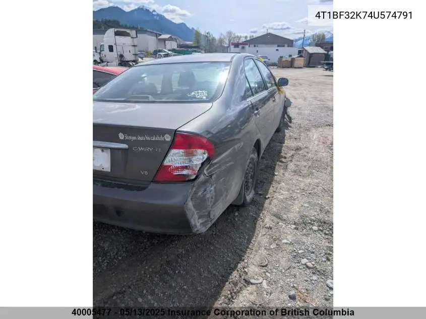 2004 Toyota Camry Le V6/Xle V6 VIN: 4T1BF32K74U574791 Lot: 40005477