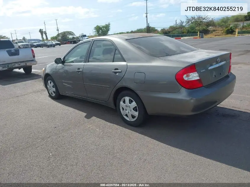 2004 Toyota Camry Le/Se/Std/Xle VIN: JTDBE32K840255219 Lot: 42257554