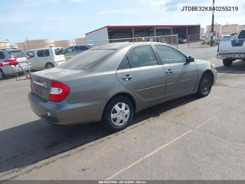 2004 Toyota Camry Le/Se/Std/Xle VIN: JTDBE32K840255219 Lot: 42257554