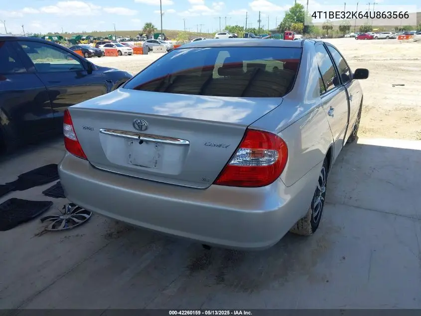 2004 Toyota Camry Xle VIN: 4T1BE32K64U863566 Lot: 42260159
