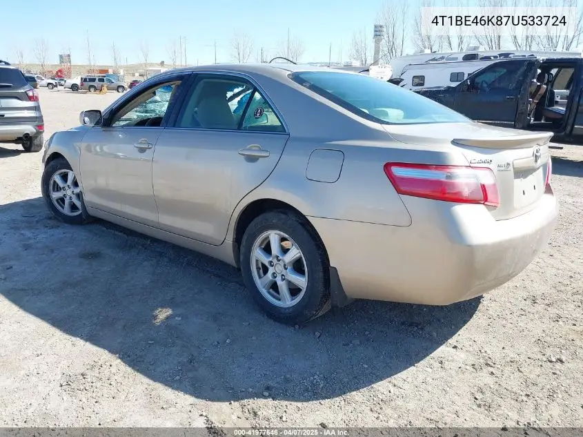 2007 Toyota Camry Le VIN: 4T1BE46K87U533724 Lot: 41977646