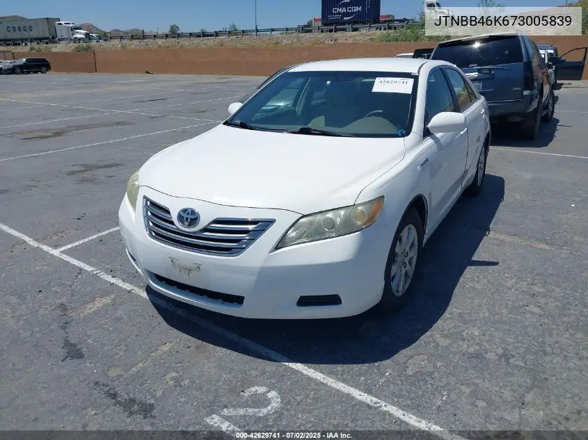2007 Toyota Camry Hybrid VIN: JTNBB46K673005839 Lot: 42629741
