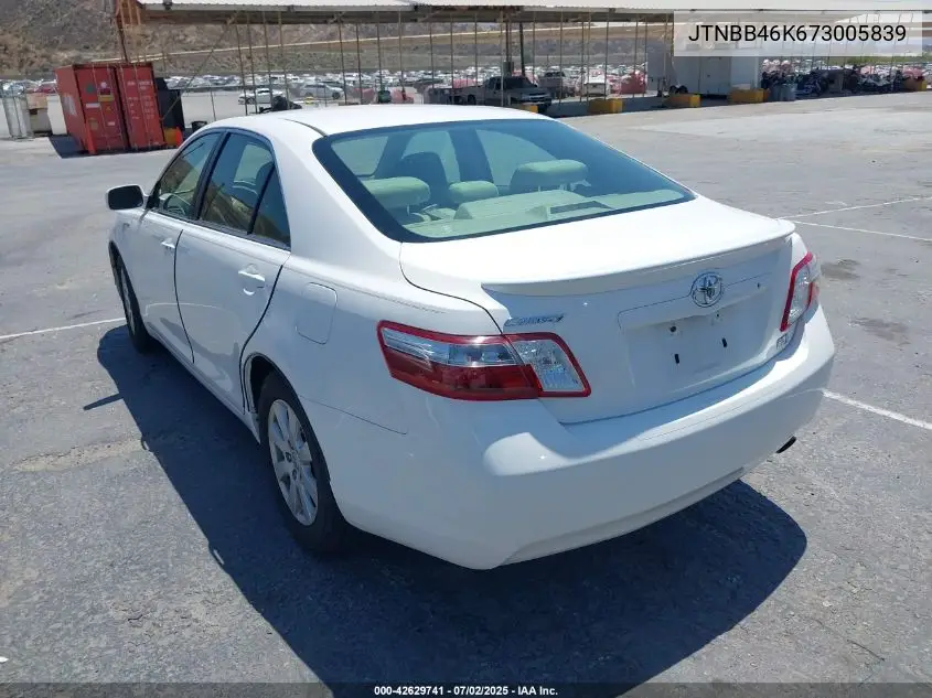 2007 Toyota Camry Hybrid VIN: JTNBB46K673005839 Lot: 42629741