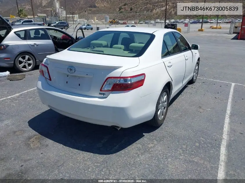 2007 Toyota Camry Hybrid VIN: JTNBB46K673005839 Lot: 42629741