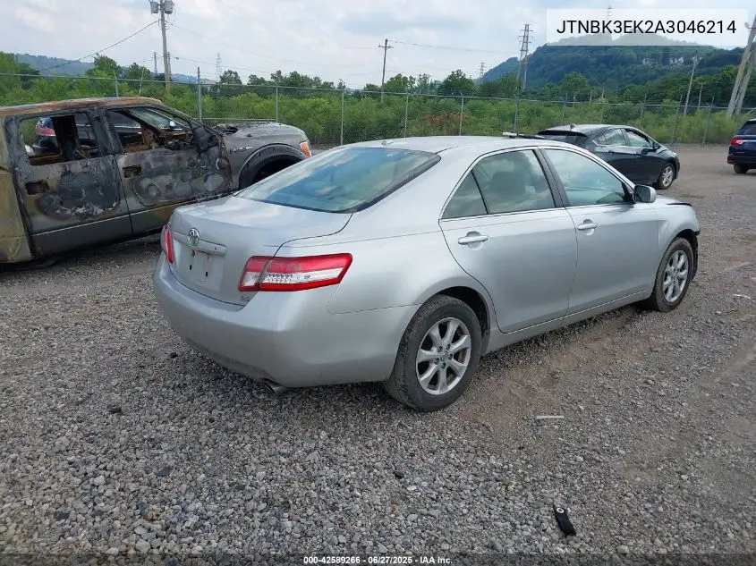 2010 Toyota Camry Le V6 VIN: JTNBK3EK2A3046214 Lot: 42589266