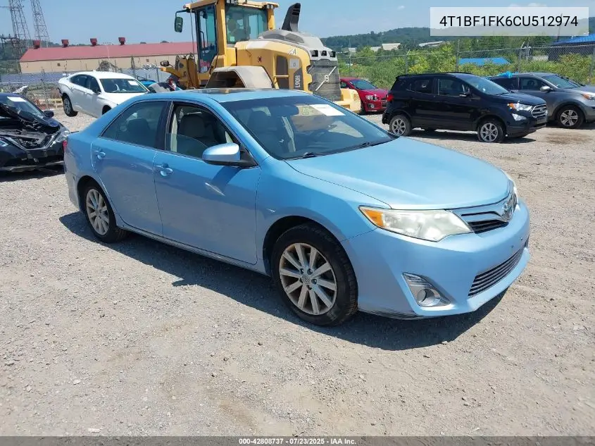 2012 Toyota Camry Xle VIN: 4T1BF1FK6CU512974 Lot: 42808737