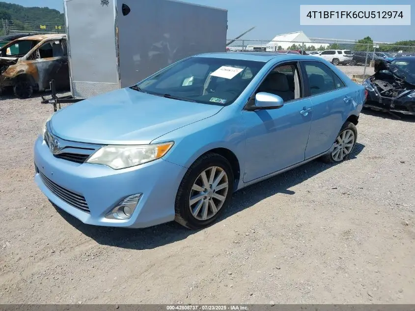 2012 Toyota Camry Xle VIN: 4T1BF1FK6CU512974 Lot: 42808737