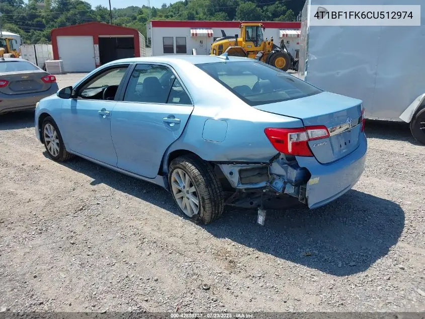 2012 Toyota Camry Xle VIN: 4T1BF1FK6CU512974 Lot: 42808737