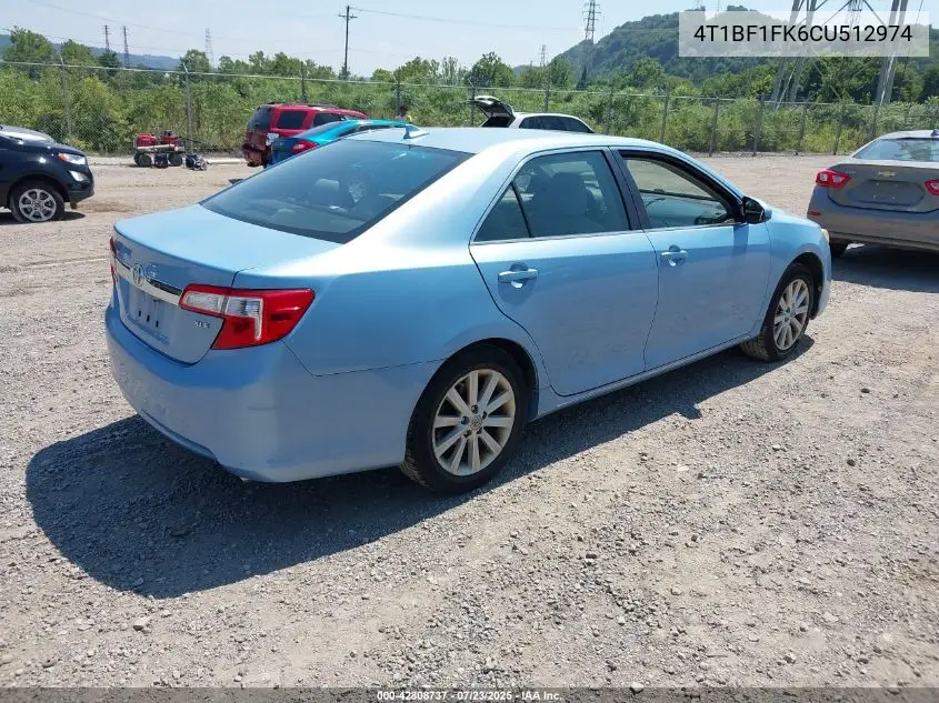 2012 Toyota Camry Xle VIN: 4T1BF1FK6CU512974 Lot: 42808737