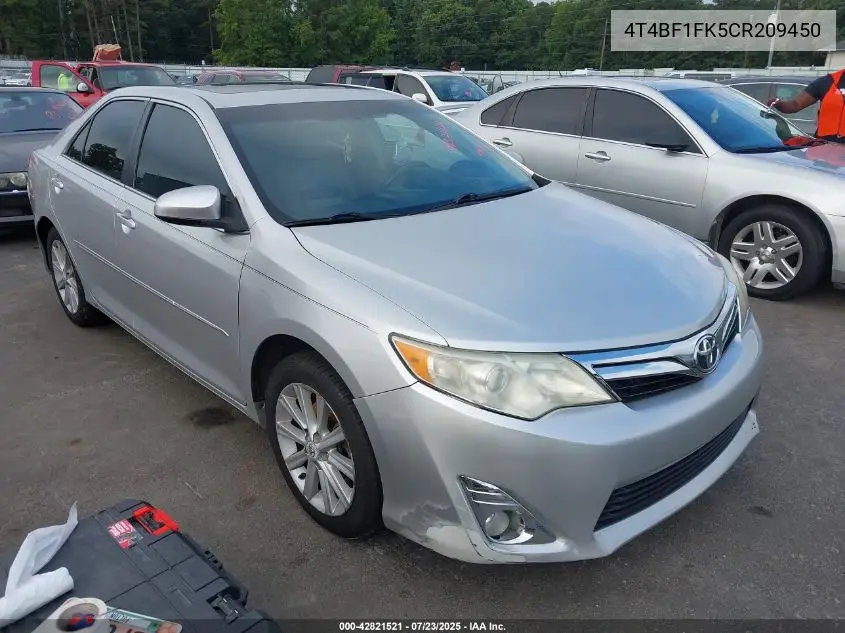 2012 Toyota Camry Xle VIN: 4T4BF1FK5CR209450 Lot: 42821521