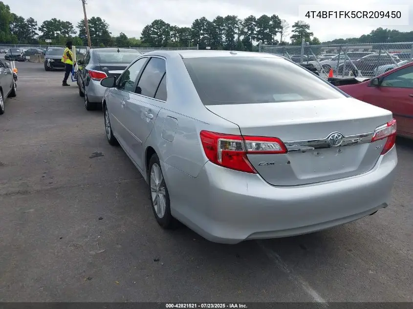 2012 Toyota Camry Xle VIN: 4T4BF1FK5CR209450 Lot: 42821521