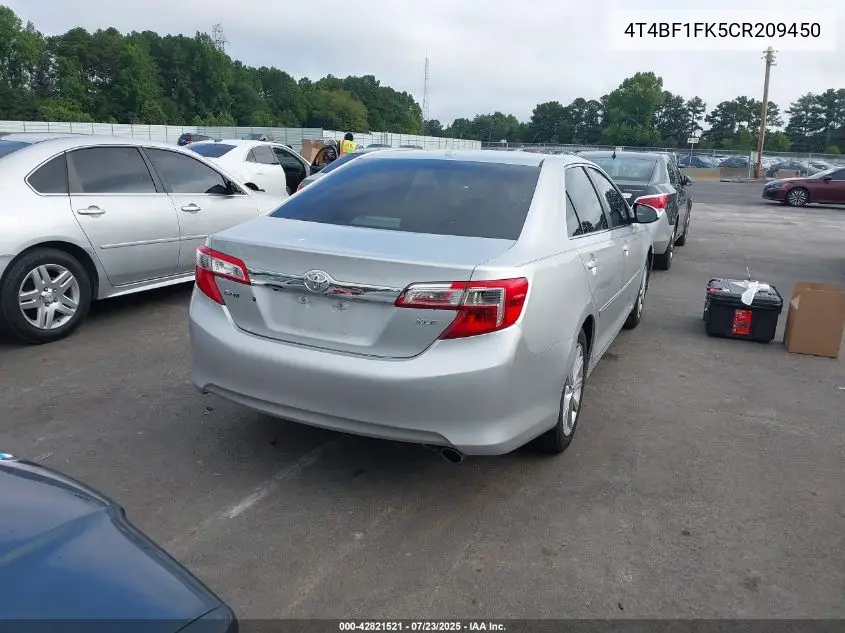 2012 Toyota Camry Xle VIN: 4T4BF1FK5CR209450 Lot: 42821521