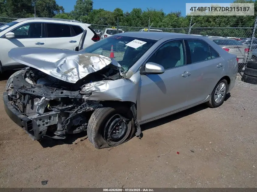 2013 Toyota Camry Le VIN: 4T4BF1FK7DR315187 Lot: 42825280