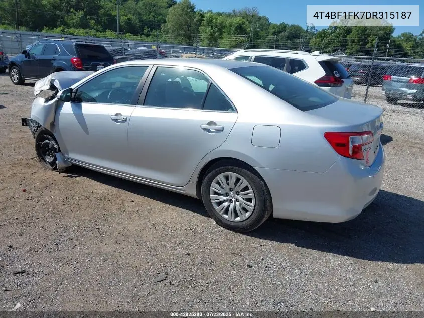 2013 Toyota Camry Le VIN: 4T4BF1FK7DR315187 Lot: 42825280