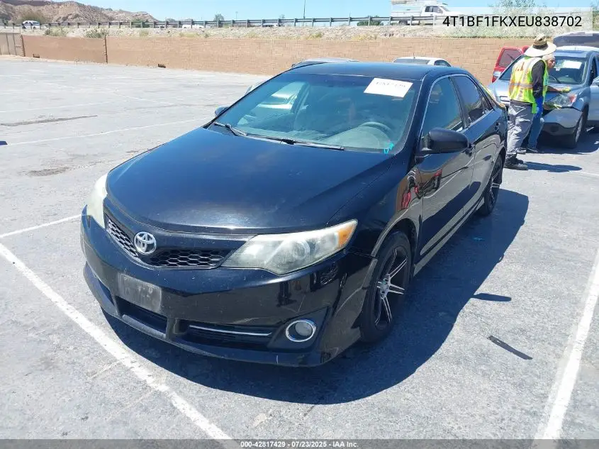 2014 Toyota Camry Se VIN: 4T1BF1FKXEU838702 Lot: 42817429