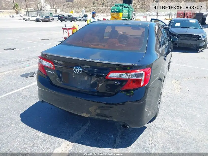 2014 Toyota Camry Se VIN: 4T1BF1FKXEU838702 Lot: 42817429