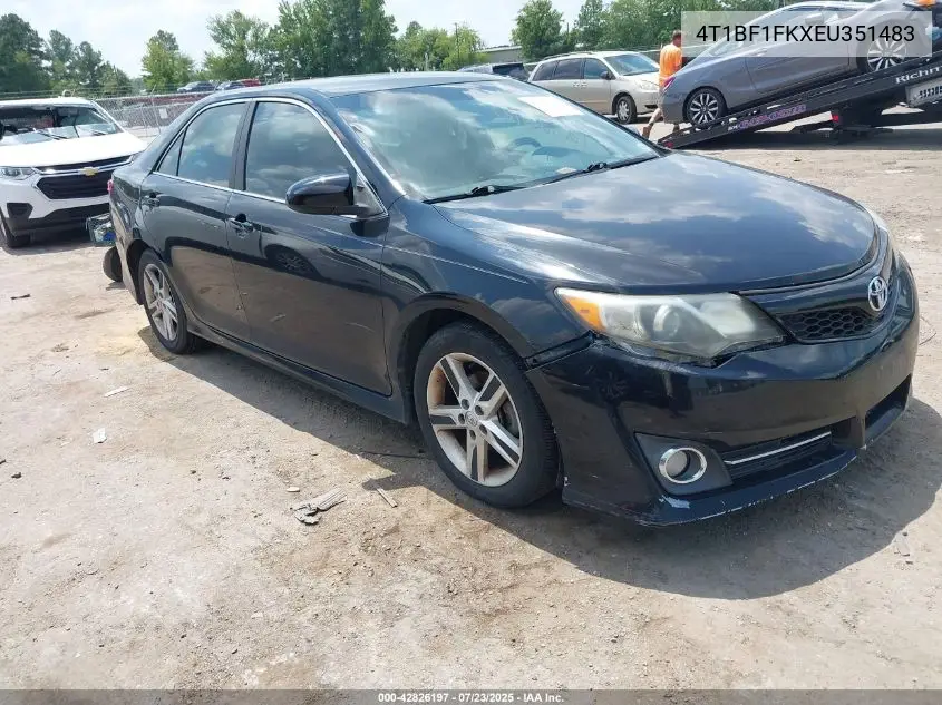 2014 Toyota Camry Se VIN: 4T1BF1FKXEU351483 Lot: 42826197