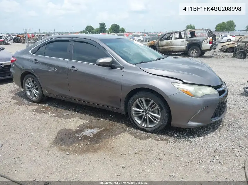 2016 Toyota Camry Se VIN: 4T1BF1FK4GU208998 Lot: 42758754
