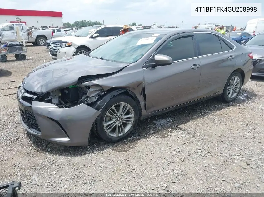 2016 Toyota Camry Se VIN: 4T1BF1FK4GU208998 Lot: 42758754