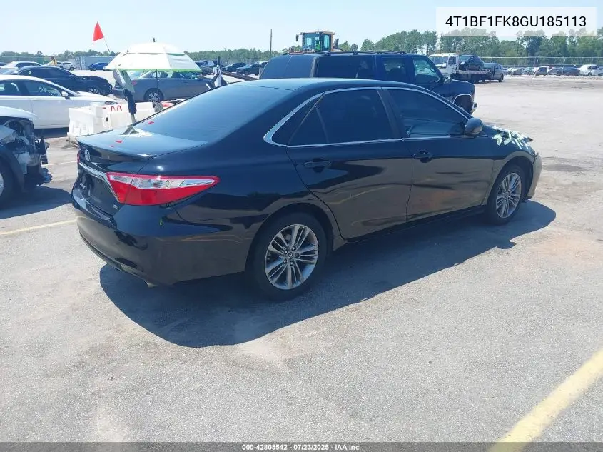 2016 Toyota Camry Se VIN: 4T1BF1FK8GU185113 Lot: 42805542