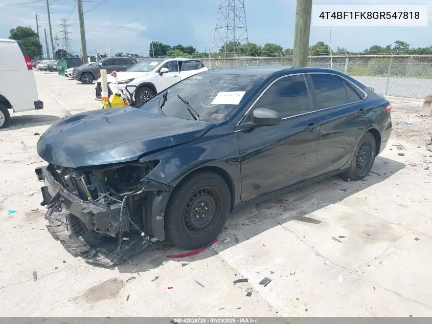 2016 Toyota Camry Le VIN: 4T4BF1FK8GR547818 Lot: 42826728