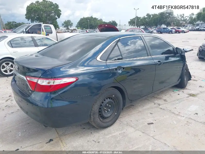 2016 Toyota Camry Le VIN: 4T4BF1FK8GR547818 Lot: 42826728