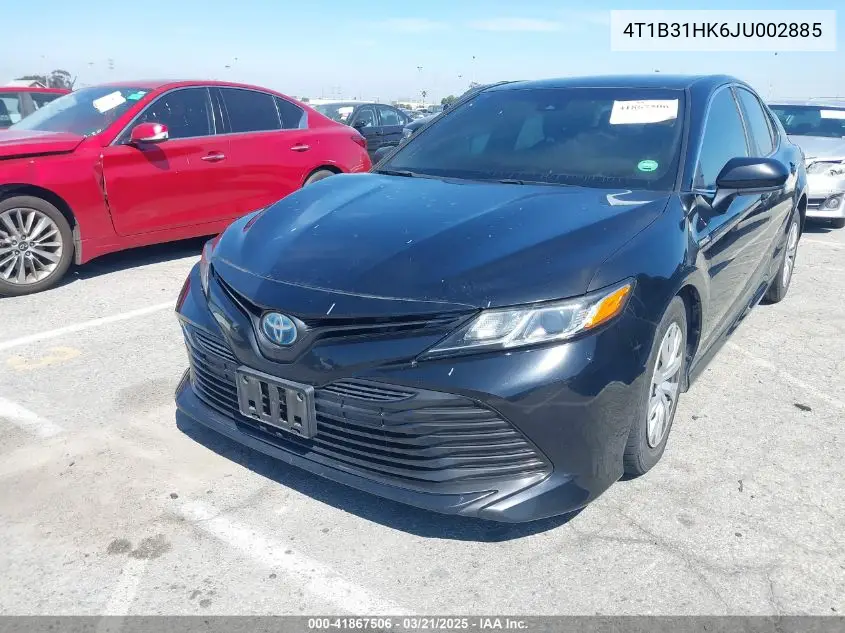 2018 Toyota Camry Hybrid Le VIN: 4T1B31HK6JU002885 Lot: 41867506