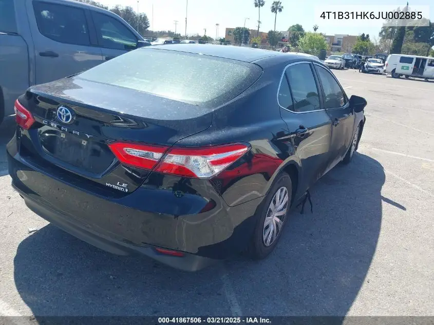 2018 Toyota Camry Hybrid Le VIN: 4T1B31HK6JU002885 Lot: 41867506