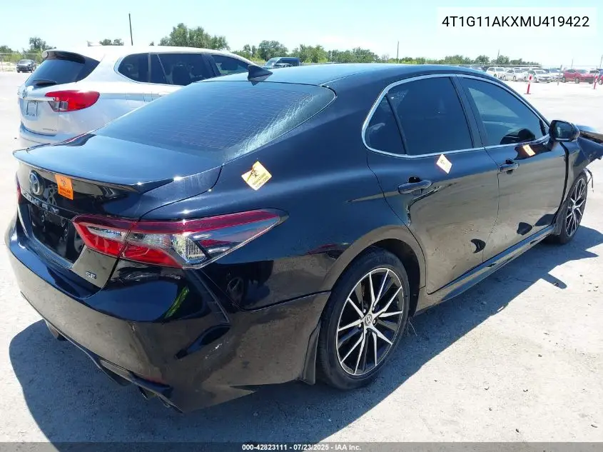 2021 Toyota Camry Se VIN: 4T1G11AKXMU419422 Lot: 42823111
