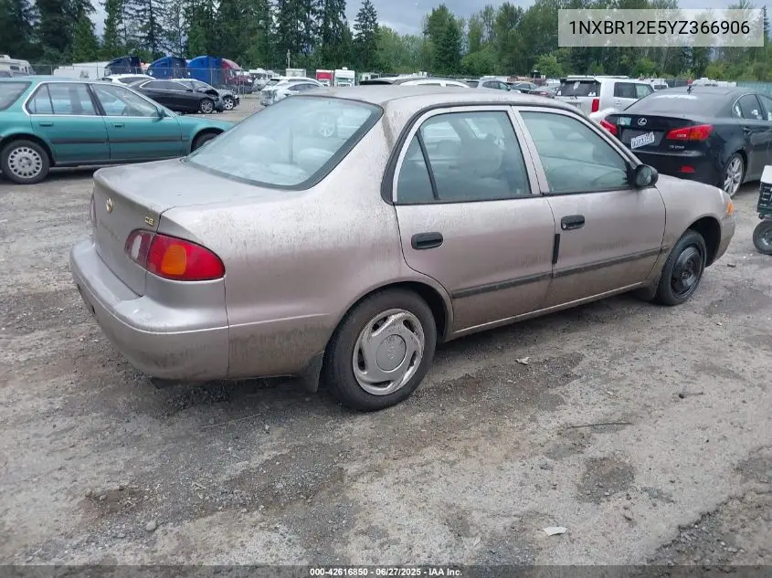 2000 Toyota Corolla Ce VIN: 1NXBR12E5YZ366906 Lot: 42616850