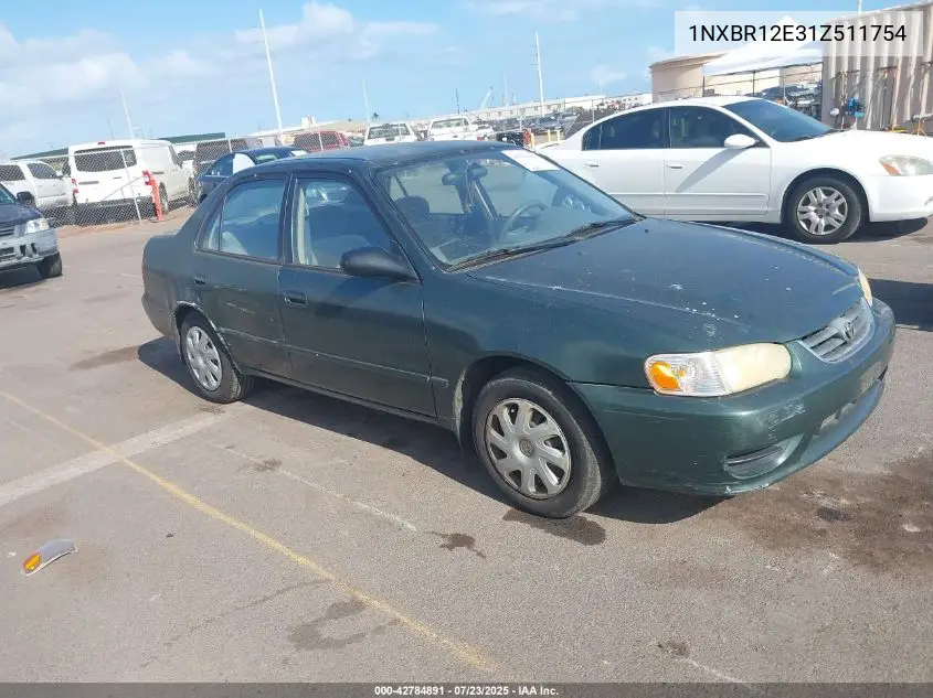 2001 Toyota Corolla Le VIN: 1NXBR12E31Z511754 Lot: 42784891