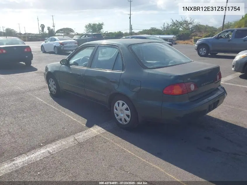 2001 Toyota Corolla Le VIN: 1NXBR12E31Z511754 Lot: 42784891