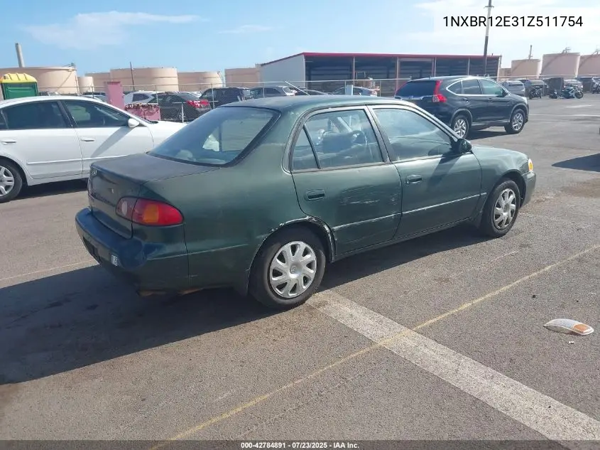 2001 Toyota Corolla Le VIN: 1NXBR12E31Z511754 Lot: 42784891