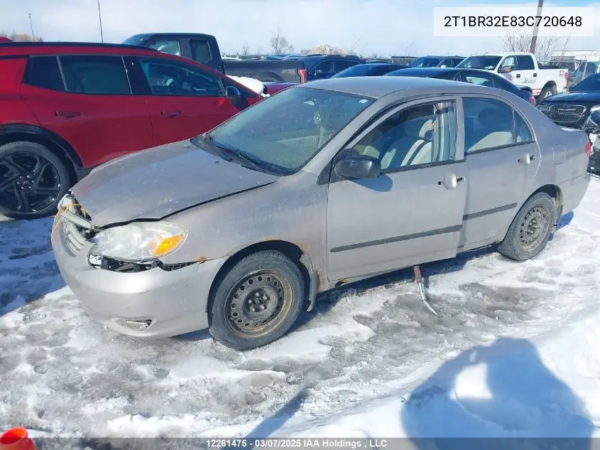 2003 Toyota Corolla Ce/Le/Sport VIN: 2T1BR32E83C720648 Lot: 12261475