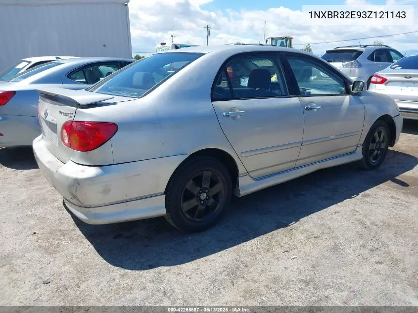 2003 Toyota Corolla S VIN: 1NXBR32E93Z121143 Lot: 42265587