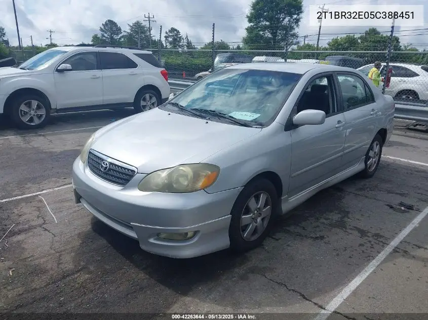 2005 Toyota Corolla S VIN: 2T1BR32E05C388451 Lot: 42263644