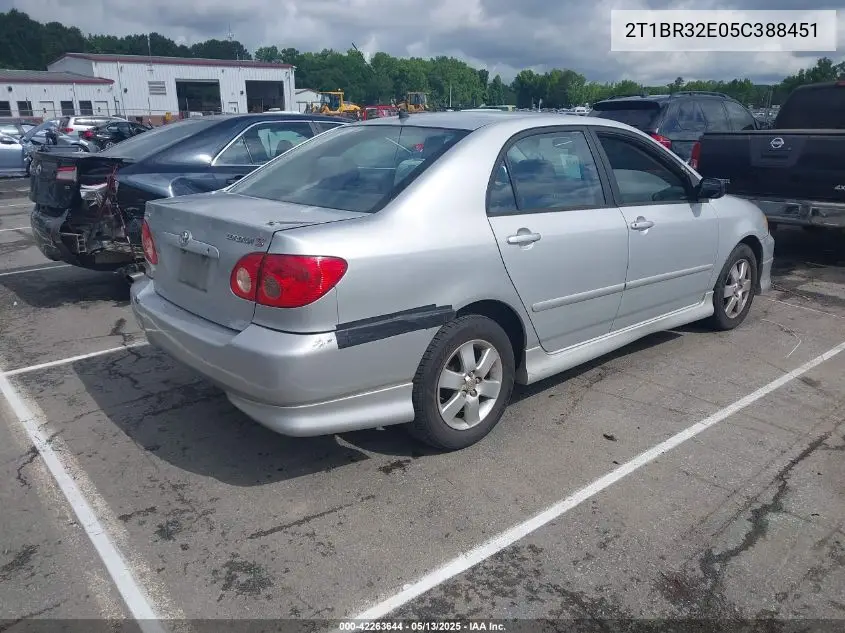 2005 Toyota Corolla S VIN: 2T1BR32E05C388451 Lot: 42263644