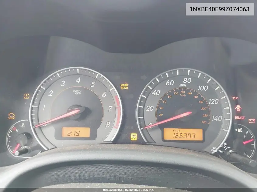 2009 Toyota Corolla Xrs VIN: 1NXBE40E99Z074063 Lot: 42630154