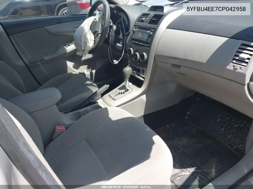 2012 Toyota Corolla Le VIN: 5YFBU4EE7CP042958 Lot: 42819725