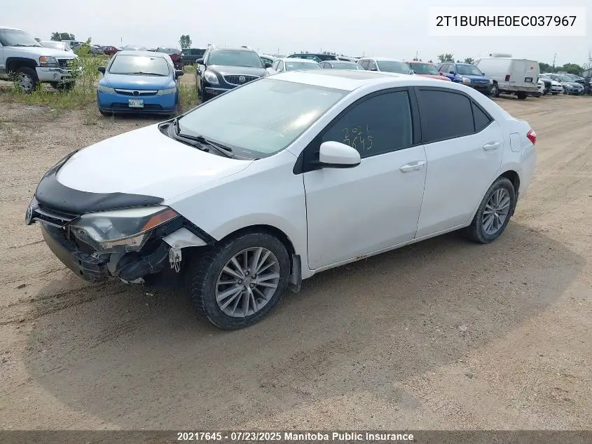 2014 Toyota Corolla L VIN: 2T1BURHE0EC037967 Lot: 20217645