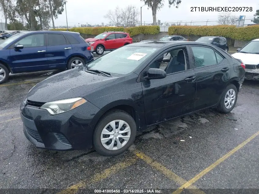 2014 Toyota Corolla L VIN: 2T1BURHEXEC209728 Lot: 41805450