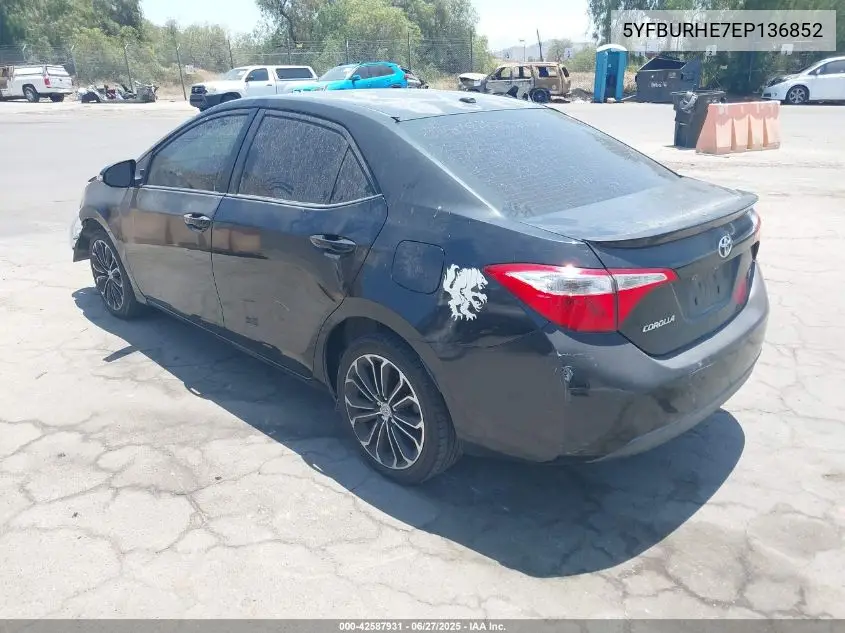 2014 Toyota Corolla S Plus VIN: 5YFBURHE7EP136852 Lot: 42587931