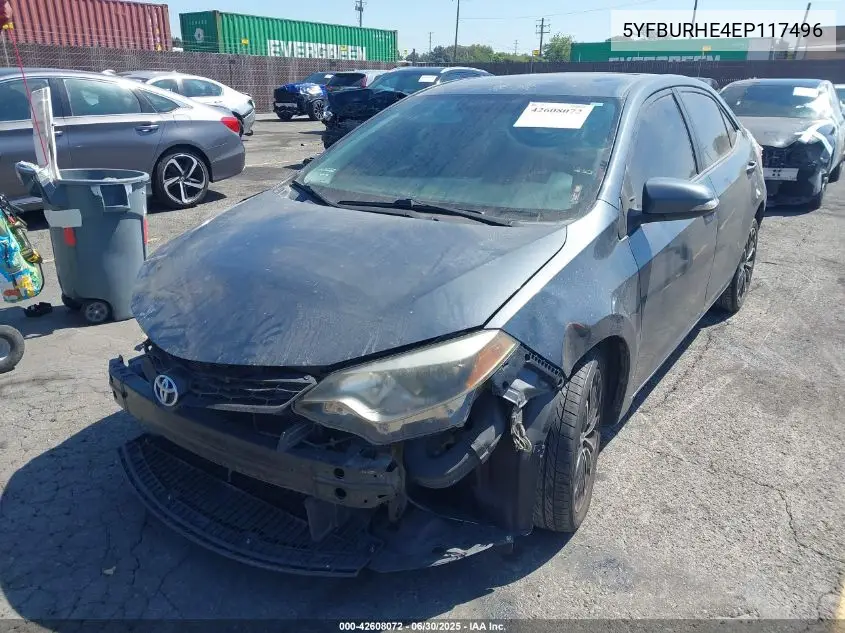 2014 Toyota Corolla S Plus VIN: 5YFBURHE4EP117496 Lot: 42608072