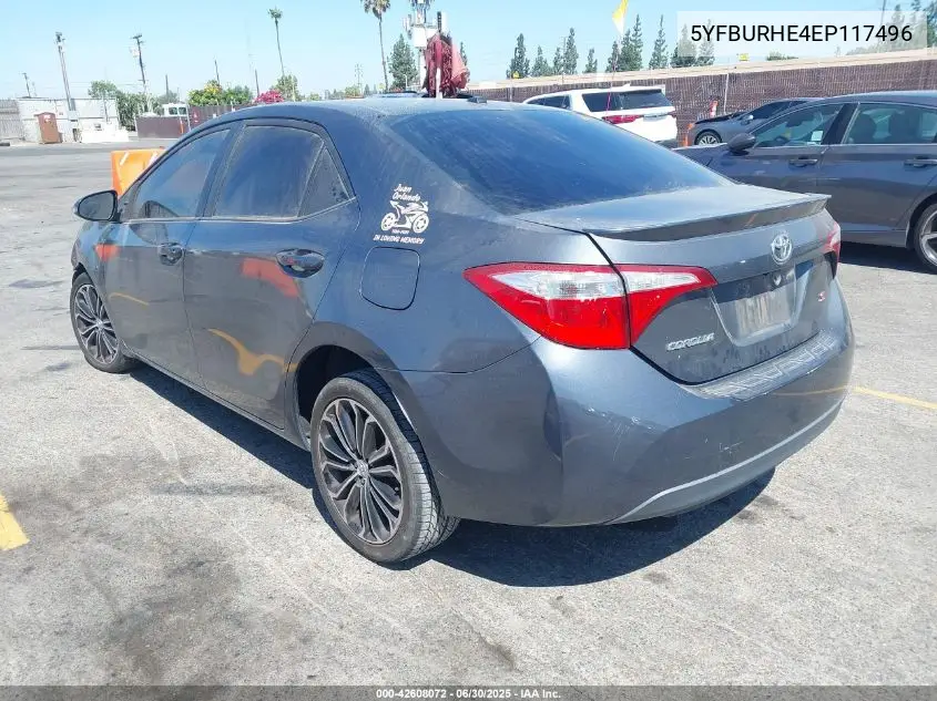 2014 Toyota Corolla S Plus VIN: 5YFBURHE4EP117496 Lot: 42608072