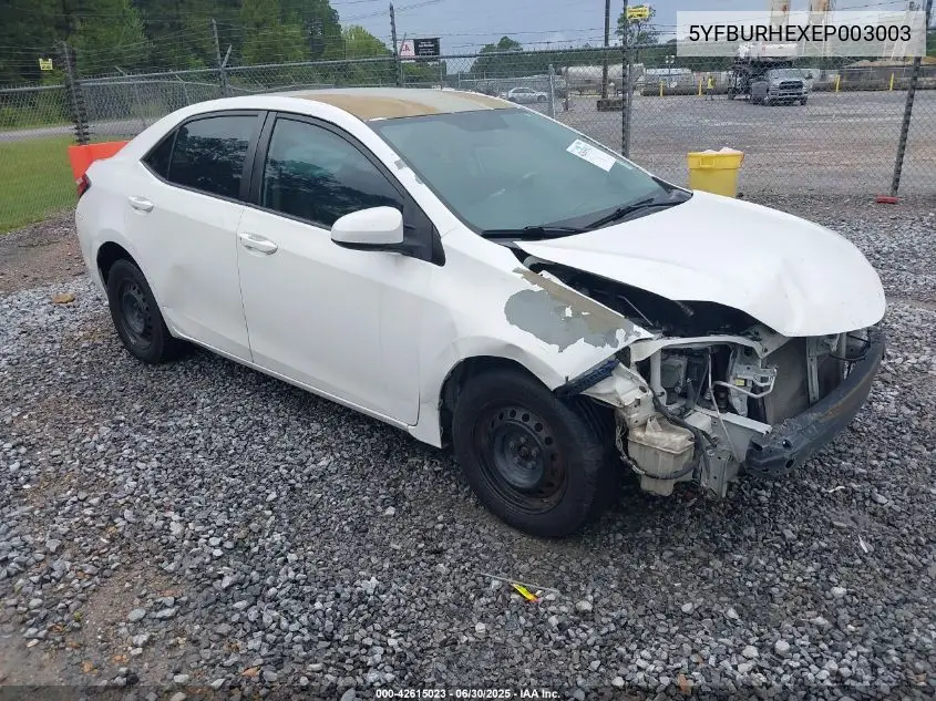 2014 Toyota Corolla L VIN: 5YFBURHEXEP003003 Lot: 42615023