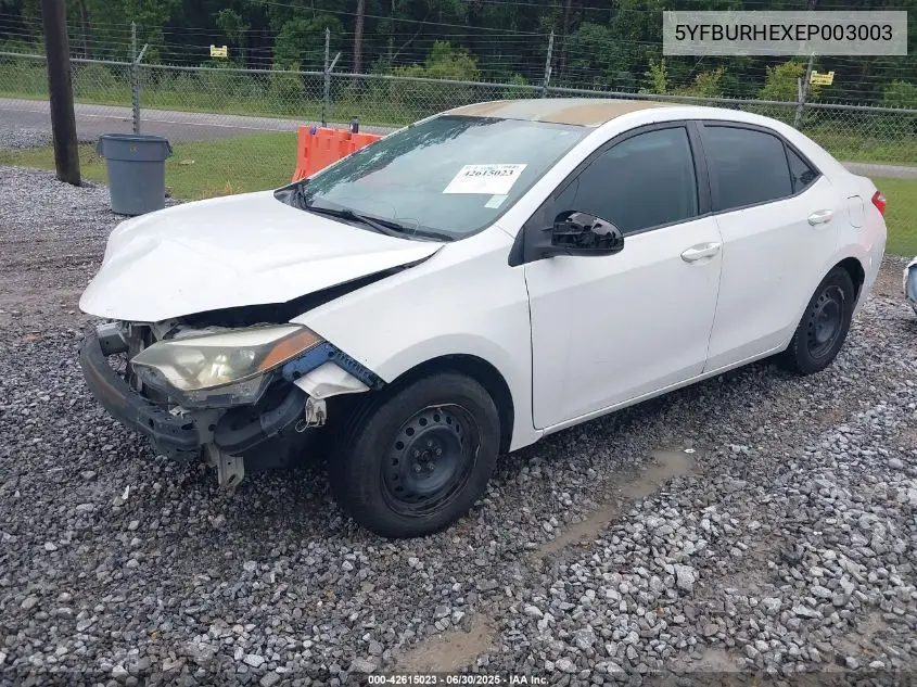 2014 Toyota Corolla L VIN: 5YFBURHEXEP003003 Lot: 42615023