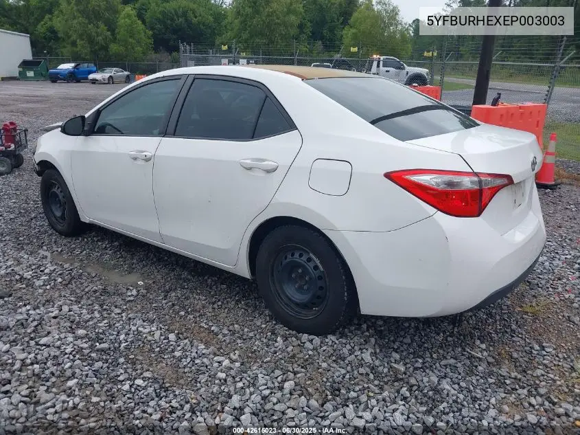 2014 Toyota Corolla L VIN: 5YFBURHEXEP003003 Lot: 42615023