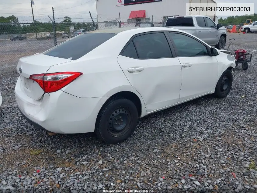 2014 Toyota Corolla L VIN: 5YFBURHEXEP003003 Lot: 42615023