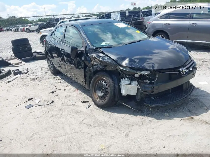 2014 Toyota Corolla L VIN: 2T1BURHE4EC137117 Lot: 42624666